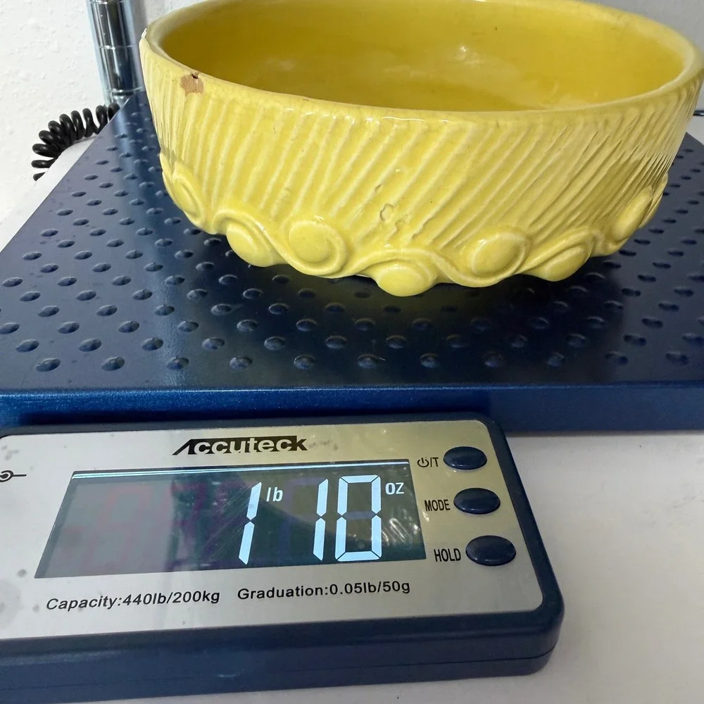 Vintage Mustard Yellow Ceramic Bowl Glossy Crazed Glaze Farmhouse Decor‎ *READ